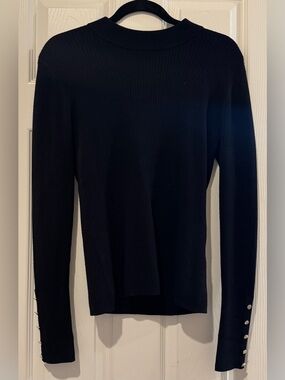 Guess Black Ribbed Knit Long Sleeve Top
